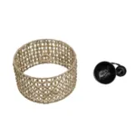 GloboStar® POMEGRANDE 204-0158 Boho Κρεμαστό Φωτιστικό Kαπέλο Μονόφωτο 1 x E27 IP20 Μπεζ Rattan με Καφέ Ξυλο - Μ30 x Π30 x Υ16cm - Image 10