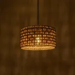 GloboStar® POMEGRANDE 204-0158 Boho Κρεμαστό Φωτιστικό Kαπέλο Μονόφωτο 1 x E27 IP20 Μπεζ Rattan με Καφέ Ξυλο - Μ30 x Π30 x Υ16cm - Image 2