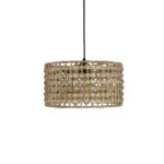 GloboStar® POMEGRANDE 204-0158 Boho Κρεμαστό Φωτιστικό Kαπέλο Μονόφωτο 1 x E27 IP20 Μπεζ Rattan με Καφέ Ξυλο - Μ30 x Π30 x Υ16cm - Image 4