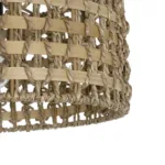 GloboStar® POMEGRANDE 204-0158 Boho Κρεμαστό Φωτιστικό Kαπέλο Μονόφωτο 1 x E27 IP20 Μπεζ Rattan με Καφέ Ξυλο - Μ30 x Π30 x Υ16cm - Image 7