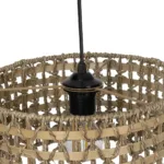 GloboStar® POMEGRANDE 204-0158 Boho Κρεμαστό Φωτιστικό Kαπέλο Μονόφωτο 1 x E27 IP20 Μπεζ Rattan με Καφέ Ξυλο - Μ30 x Π30 x Υ16cm - Image 8