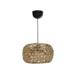 GloboStar® DARIO 204-0159 Boho Κρεμαστό Φωτιστικό Kαπέλο Μονόφωτο 1 x E27 IP20 Καφέ Rattan - Μ29 x Π29 x Υ16cm - Image 3