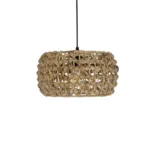 GloboStar® DARIO 204-0159 Boho Κρεμαστό Φωτιστικό Kαπέλο Μονόφωτο 1 x E27 IP20 Καφέ Rattan - Μ29 x Π29 x Υ16cm - Image 4
