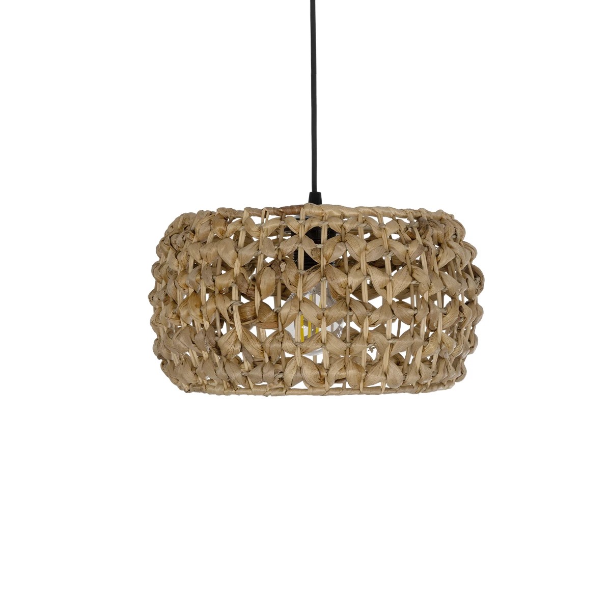 GloboStar® DARIO 204-0159 Boho Κρεμαστό Φωτιστικό Kαπέλο Μονόφωτο 1 x E27 IP20 Καφέ Rattan - Μ29 x Π29 x Υ16cm - Image 4