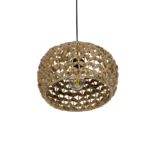 GloboStar® DARIO 204-0159 Boho Κρεμαστό Φωτιστικό Kαπέλο Μονόφωτο 1 x E27 IP20 Καφέ Rattan - Μ29 x Π29 x Υ16cm - Image 5