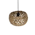 GloboStar® DARIO 204-0159 Boho Κρεμαστό Φωτιστικό Kαπέλο Μονόφωτο 1 x E27 IP20 Καφέ Rattan - Μ29 x Π29 x Υ16cm - Image 6