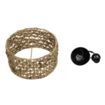 GloboStar® POMEGRANDE 204-0160 Boho Κρεμαστό Φωτιστικό Kαπέλο Μονόφωτο 1 x E27 IP20 Καφέ Rattan - Μ29 x Π29 x Υ16cm - Image 10