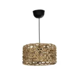 GloboStar® POMEGRANDE 204-0160 Boho Κρεμαστό Φωτιστικό Kαπέλο Μονόφωτο 1 x E27 IP20 Καφέ Rattan - Μ29 x Π29 x Υ16cm - Image 3