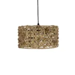GloboStar® POMEGRANDE 204-0160 Boho Κρεμαστό Φωτιστικό Kαπέλο Μονόφωτο 1 x E27 IP20 Καφέ Rattan - Μ29 x Π29 x Υ16cm - Image 4