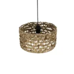 GloboStar® POMEGRANDE 204-0160 Boho Κρεμαστό Φωτιστικό Kαπέλο Μονόφωτο 1 x E27 IP20 Καφέ Rattan - Μ29 x Π29 x Υ16cm - Image 6