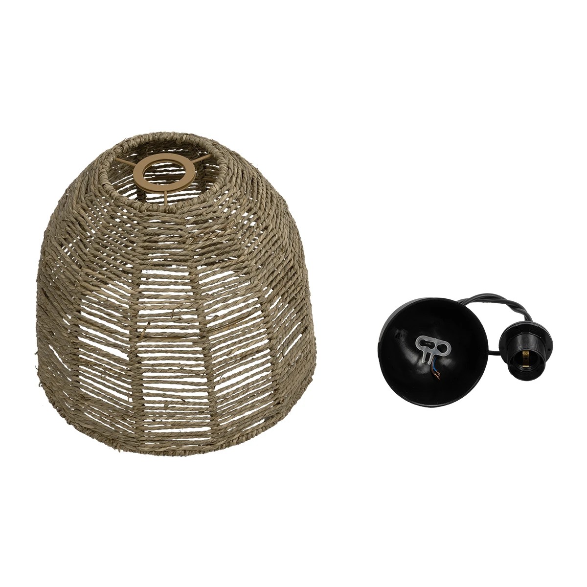 GloboStar® MEKA 204-0162 Boho Κρεμαστό Φωτιστικό Καμπάνα Μονόφωτο 1 x E27 IP20 Καφε Σχοινί - Μ31 x Π31 x Υ26cm - Image 10