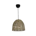 GloboStar® MEKA 204-0162 Boho Κρεμαστό Φωτιστικό Καμπάνα Μονόφωτο 1 x E27 IP20 Καφε Σχοινί - Μ31 x Π31 x Υ26cm - Image 3