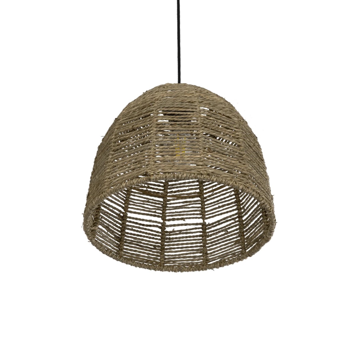 GloboStar® MEKA 204-0162 Boho Κρεμαστό Φωτιστικό Καμπάνα Μονόφωτο 1 x E27 IP20 Καφε Σχοινί - Μ31 x Π31 x Υ26cm - Image 5