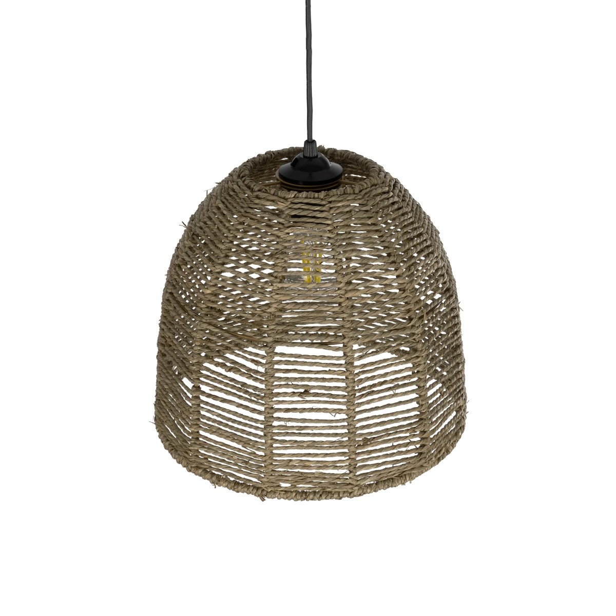 GloboStar® MEKA 204-0162 Boho Κρεμαστό Φωτιστικό Καμπάνα Μονόφωτο 1 x E27 IP20 Καφε Σχοινί - Μ31 x Π31 x Υ26cm - Image 6