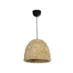 GloboStar® MEKA 204-0163 Boho Κρεμαστό Φωτιστικό Καμπάνα Μονόφωτο 1 x E27 IP20 Μπεζ Rattan - Μ30 x Π30 x Υ25cm - Image 3