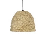 GloboStar® MEKA 204-0163 Boho Κρεμαστό Φωτιστικό Καμπάνα Μονόφωτο 1 x E27 IP20 Μπεζ Rattan - Μ30 x Π30 x Υ25cm - Image 4