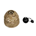 GloboStar® MEKA 204-0165 Boho Κρεμαστό Φωτιστικό Καμπάνα Μονόφωτο 1 x E27 IP20 Μπεζ Rattan - Μ30 x Π30 x Υ25cm - Image 10