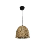 GloboStar® MEKA 204-0165 Boho Κρεμαστό Φωτιστικό Καμπάνα Μονόφωτο 1 x E27 IP20 Μπεζ Rattan - Μ30 x Π30 x Υ25cm - Image 3