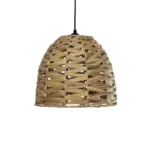 GloboStar® MEKA 204-0165 Boho Κρεμαστό Φωτιστικό Καμπάνα Μονόφωτο 1 x E27 IP20 Μπεζ Rattan - Μ30 x Π30 x Υ25cm - Image 4