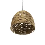 GloboStar® MEKA 204-0165 Boho Κρεμαστό Φωτιστικό Καμπάνα Μονόφωτο 1 x E27 IP20 Μπεζ Rattan - Μ30 x Π30 x Υ25cm - Image 5