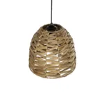 GloboStar® MEKA 204-0165 Boho Κρεμαστό Φωτιστικό Καμπάνα Μονόφωτο 1 x E27 IP20 Μπεζ Rattan - Μ30 x Π30 x Υ25cm - Image 6
