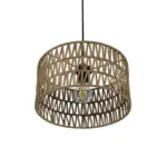 GloboStar® POMEGRANDE 204-0166 Boho Κρεμαστό Φωτιστικό Kαπέλο Μονόφωτο 1 x E27 IP20 Μπεζ Σχοινί - Μ30 x Π30 x Υ16cm - Image 5