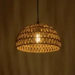 GloboStar® SAND 204-0167 Boho Κρεμαστό Φωτιστικό Καμπάνα Μονόφωτο 1 x E27 IP20 Μπεζ Σχοινί - Μ29 x Π29 x Υ16cm - Image 2