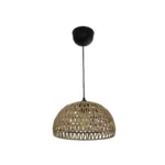 GloboStar® SAND 204-0167 Boho Κρεμαστό Φωτιστικό Καμπάνα Μονόφωτο 1 x E27 IP20 Μπεζ Σχοινί - Μ29 x Π29 x Υ16cm - Image 3