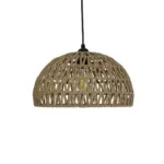 GloboStar® SAND 204-0167 Boho Κρεμαστό Φωτιστικό Καμπάνα Μονόφωτο 1 x E27 IP20 Μπεζ Σχοινί - Μ29 x Π29 x Υ16cm - Image 4