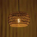 GloboStar® DARIO 204-0168 Boho Κρεμαστό Φωτιστικό Kαπέλο Μονόφωτο 1 x E27 IP20 Καφέ Σχοινί - Μ30 x Π30 x Υ15cm - Image 2