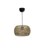 GloboStar® DARIO 204-0168 Boho Κρεμαστό Φωτιστικό Kαπέλο Μονόφωτο 1 x E27 IP20 Καφέ Σχοινί - Μ30 x Π30 x Υ15cm - Image 3