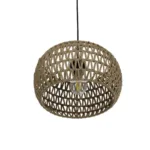 GloboStar® DARIO 204-0168 Boho Κρεμαστό Φωτιστικό Kαπέλο Μονόφωτο 1 x E27 IP20 Καφέ Σχοινί - Μ30 x Π30 x Υ15cm - Image 5