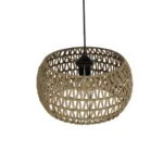 GloboStar® DARIO 204-0168 Boho Κρεμαστό Φωτιστικό Kαπέλο Μονόφωτο 1 x E27 IP20 Καφέ Σχοινί - Μ30 x Π30 x Υ15cm - Image 6