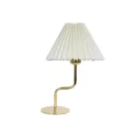 GloboStar® LIVL 204-0169 Μοντέρνο Eπιτραπέζιο Φωτιστικό Μονόφωτο 1 x E27 IP20 Χρυσό Μέταλλο με Μπεζ Ύφασμα - Μ22 x Π22 x Υ34cm - Image 3