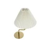 GloboStar® LIVL 204-0169 Μοντέρνο Eπιτραπέζιο Φωτιστικό Μονόφωτο 1 x E27 IP20 Χρυσό Μέταλλο με Μπεζ Ύφασμα - Μ22 x Π22 x Υ34cm - Image 5