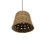 GloboStar® PANIER 204-0171 Boho Κρεμαστό Φωτιστικό Καμπάνα Μονόφωτο 1 x E27 IP20 Μπεζ Σχοινί - Μ32 x Π32 x Υ30cm - Image 5