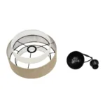 GloboStar® SOHO 204-0172 Μοντέρνο Κρεμαστό Φωτιστικό Kαπέλο Μονόφωτο 1 x E27 IP20 Μπεζ & Καφέ Ύφασμα - Μ30 x Π30 x Υ20cm - Image 10