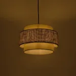 GloboStar® SOHO 204-0172 Μοντέρνο Κρεμαστό Φωτιστικό Kαπέλο Μονόφωτο 1 x E27 IP20 Μπεζ & Καφέ Ύφασμα - Μ30 x Π30 x Υ20cm - Image 2