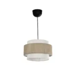 GloboStar® SOHO 204-0172 Μοντέρνο Κρεμαστό Φωτιστικό Kαπέλο Μονόφωτο 1 x E27 IP20 Μπεζ & Καφέ Ύφασμα - Μ30 x Π30 x Υ20cm - Image 3