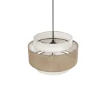 GloboStar® SOHO 204-0172 Μοντέρνο Κρεμαστό Φωτιστικό Kαπέλο Μονόφωτο 1 x E27 IP20 Μπεζ & Καφέ Ύφασμα - Μ30 x Π30 x Υ20cm - Image 6