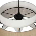 GloboStar® SOHO 204-0172 Μοντέρνο Κρεμαστό Φωτιστικό Kαπέλο Μονόφωτο 1 x E27 IP20 Μπεζ & Καφέ Ύφασμα - Μ30 x Π30 x Υ20cm - Image 8