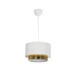 GloboStar® BASIL 204-0173 Μοντέρνο Κρεμαστό Φωτιστικό Kαπέλο Μονόφωτο 1 x E27 IP20 Μπεζ & Χρυσό Ύφασμα - Μ30 x Π30 x Υ20cm - Image 3