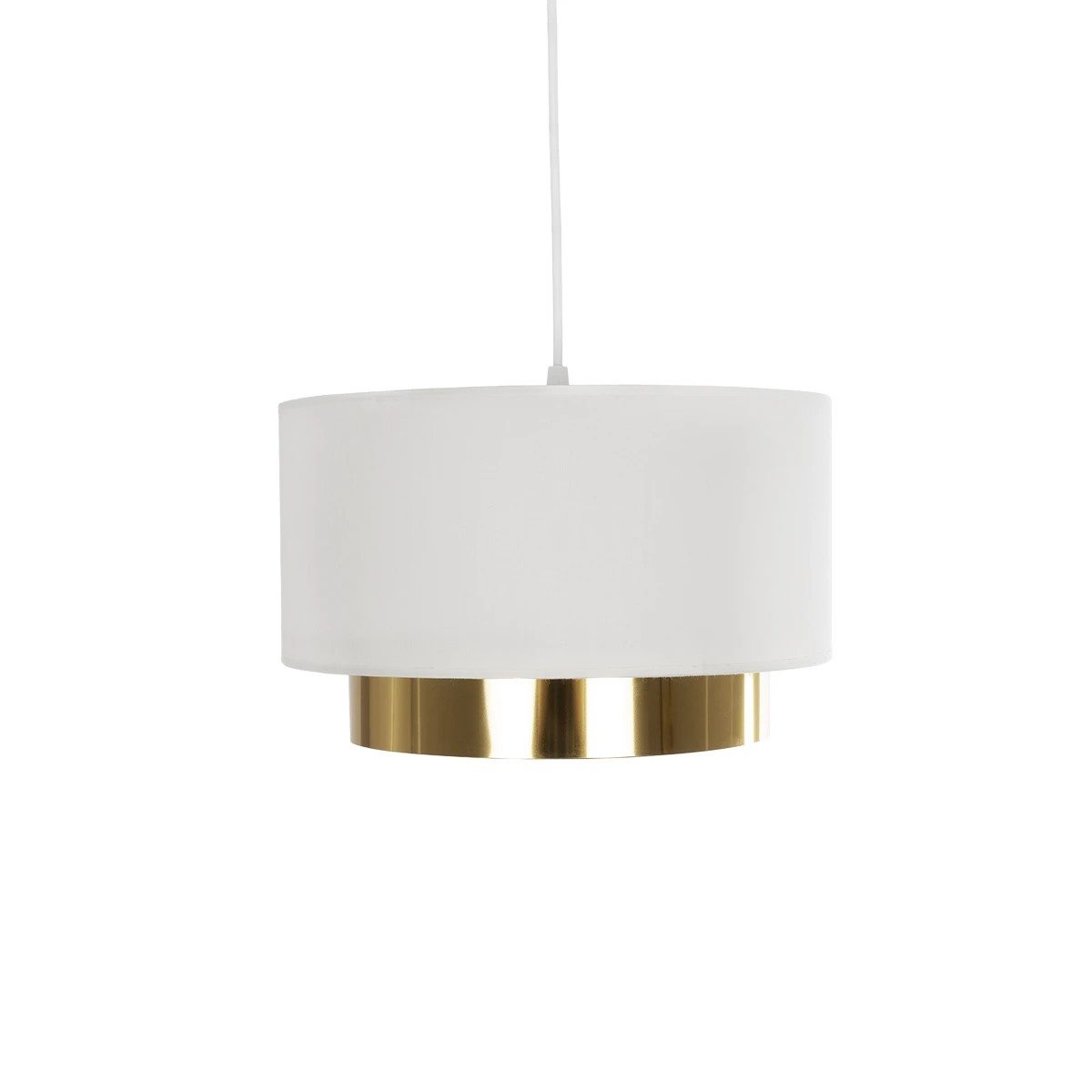 GloboStar® BASIL 204-0173 Μοντέρνο Κρεμαστό Φωτιστικό Kαπέλο Μονόφωτο 1 x E27 IP20 Μπεζ & Χρυσό Ύφασμα - Μ30 x Π30 x Υ20cm - Image 4