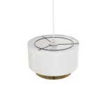 GloboStar® BASIL 204-0173 Μοντέρνο Κρεμαστό Φωτιστικό Kαπέλο Μονόφωτο 1 x E27 IP20 Μπεζ & Χρυσό Ύφασμα - Μ30 x Π30 x Υ20cm - Image 6