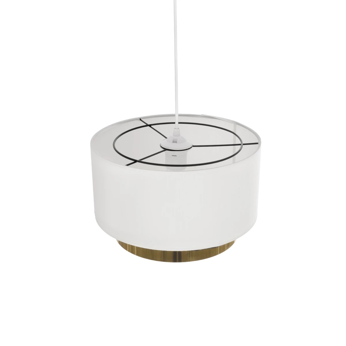 GloboStar® BASIL 204-0173 Μοντέρνο Κρεμαστό Φωτιστικό Kαπέλο Μονόφωτο 1 x E27 IP20 Μπεζ & Χρυσό Ύφασμα - Μ30 x Π30 x Υ20cm - Image 6