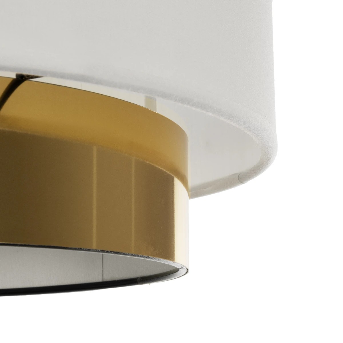 GloboStar® BASIL 204-0173 Μοντέρνο Κρεμαστό Φωτιστικό Kαπέλο Μονόφωτο 1 x E27 IP20 Μπεζ & Χρυσό Ύφασμα - Μ30 x Π30 x Υ20cm - Image 7