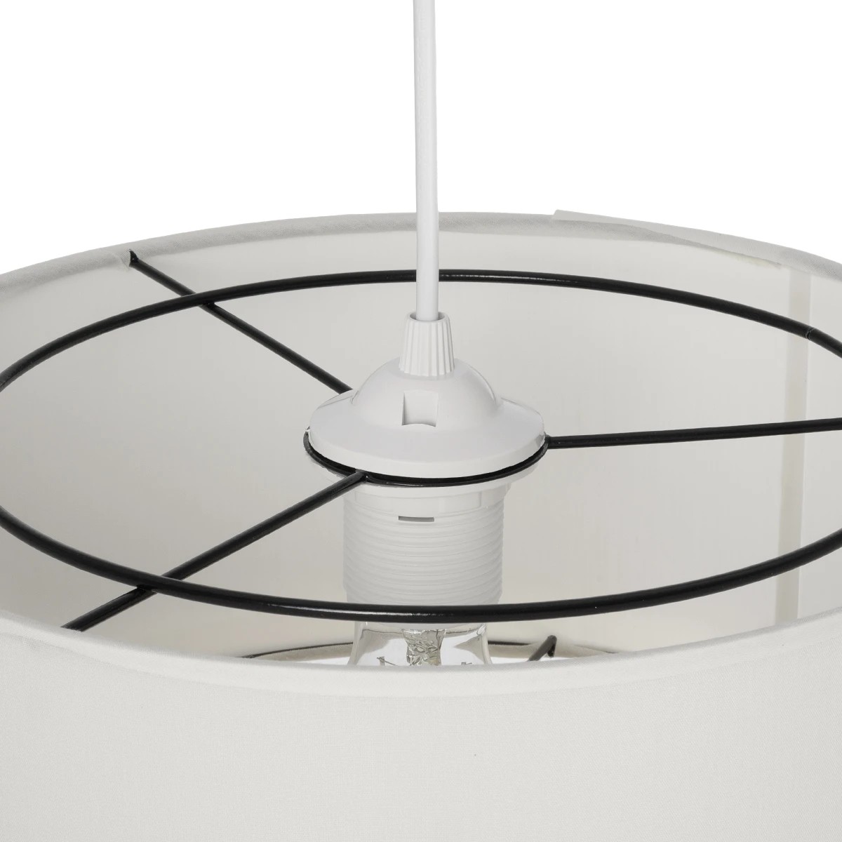 GloboStar® BASIL 204-0173 Μοντέρνο Κρεμαστό Φωτιστικό Kαπέλο Μονόφωτο 1 x E27 IP20 Μπεζ & Χρυσό Ύφασμα - Μ30 x Π30 x Υ20cm - Image 8