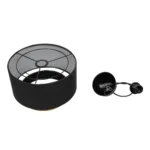 GloboStar® BASIL 204-0174 Μοντέρνο Κρεμαστό Φωτιστικό Kαπέλο Μονόφωτο 1 x E27 IP20 Μαύρο & Χρυσό Ύφασμα - Μ30 x Π30 x Υ20cm - Image 10