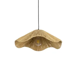 GloboStar® PAJERO 204-0177 Boho Κρεμαστό Φωτιστικό Οροφής Μονόφωτο 1 x E27 AC 220-240V IP20 Μπεζ - Μ50 x Π50 x Υ22cm