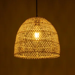 GloboStar® CESTINO 204-0178 Boho Κρεμαστό Φωτιστικό Οροφής Μονόφωτο 1 x E27 AC 220-240V IP20 Μπεζ - Μ30 x Π30 x Υ25cm